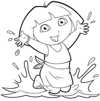 dora splashing in water