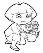 dora with flowers