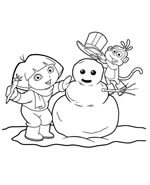 dora boots and snowman