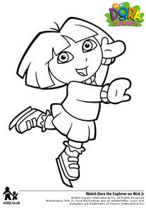 dora coloring page ice skating