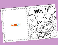 foldable and coloring page dora birthday card