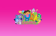 pink wallpaper with all dora friends