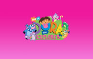 pink wallpaper with all dora friends