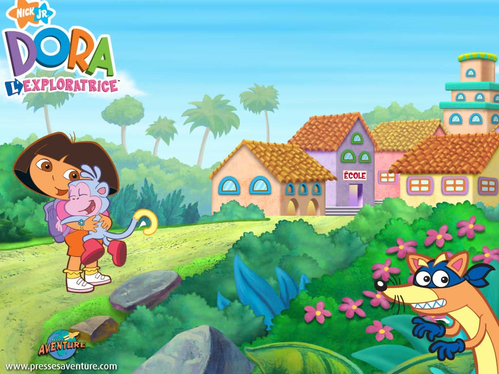 dora hugging books wallpaper image. © 2007 Viacom International Inc.